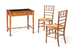 A PAIR OF FRENCH SATINBIRCH SIMULATED BAMBOO SIDE CHAIRS, SECOND HALF 19TH CENTURY