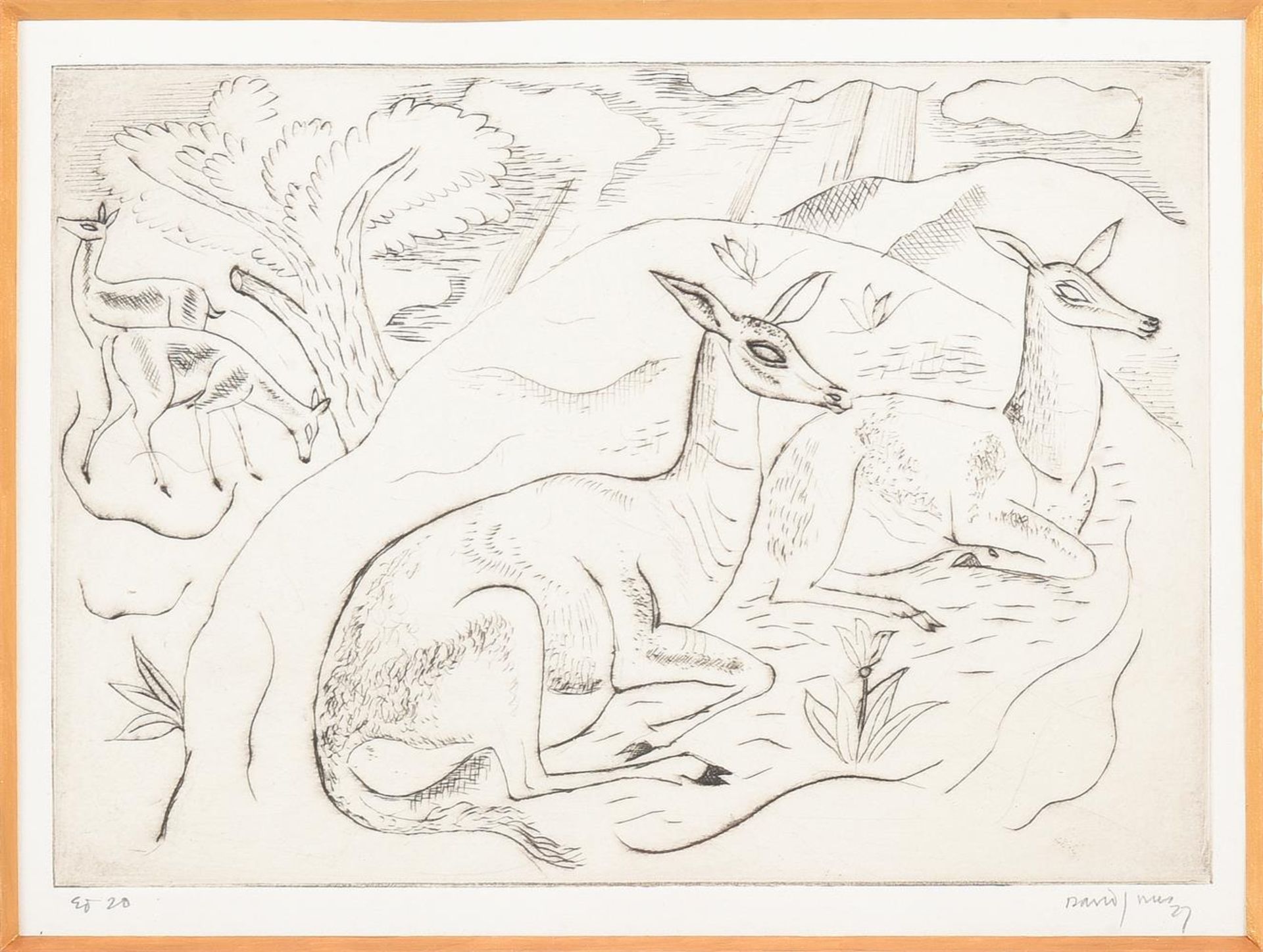 λ DAVID JONES (BRITISH 1895-1974), HORSES GRAZING; FAWNS SITTING; SLEEPING FAWN; BIG CAT; CAT RESTIN - Image 6 of 7