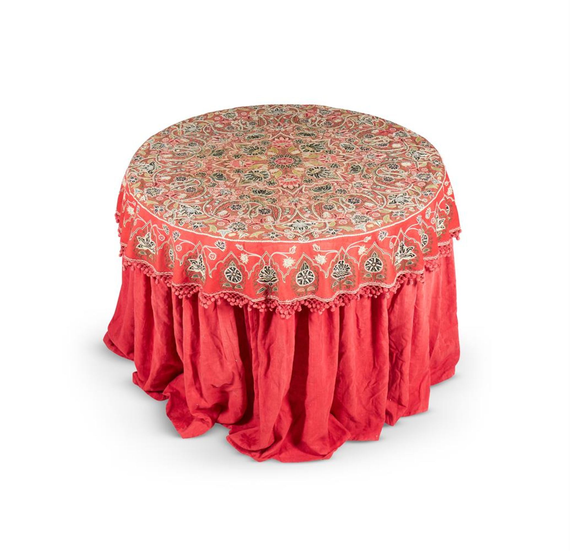 A RASHT EMBROIDERED BRAZIER OR TABLE COVER, NORTH PERSIA, LAST QUARTER 19TH CENTURY