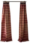 TWO PAIRS OF COTTON AND METALLIC THREAD WOVEN STRIPE CURTAINS, SYRIAN, 19TH CENTURY