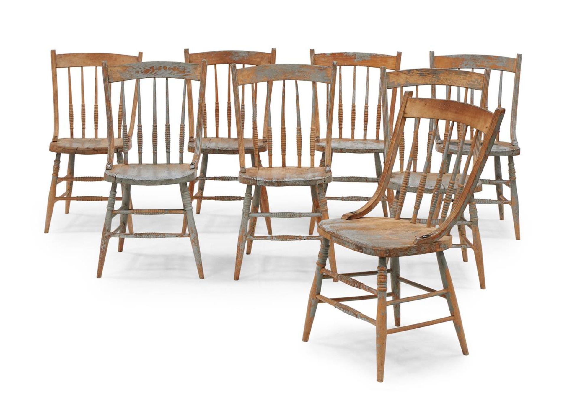 A SET OF EIGHT PAINTED BEECH DINING CHAIRS, FRENCH, EARLY 20TH CENTURY - Bild 2 aus 5