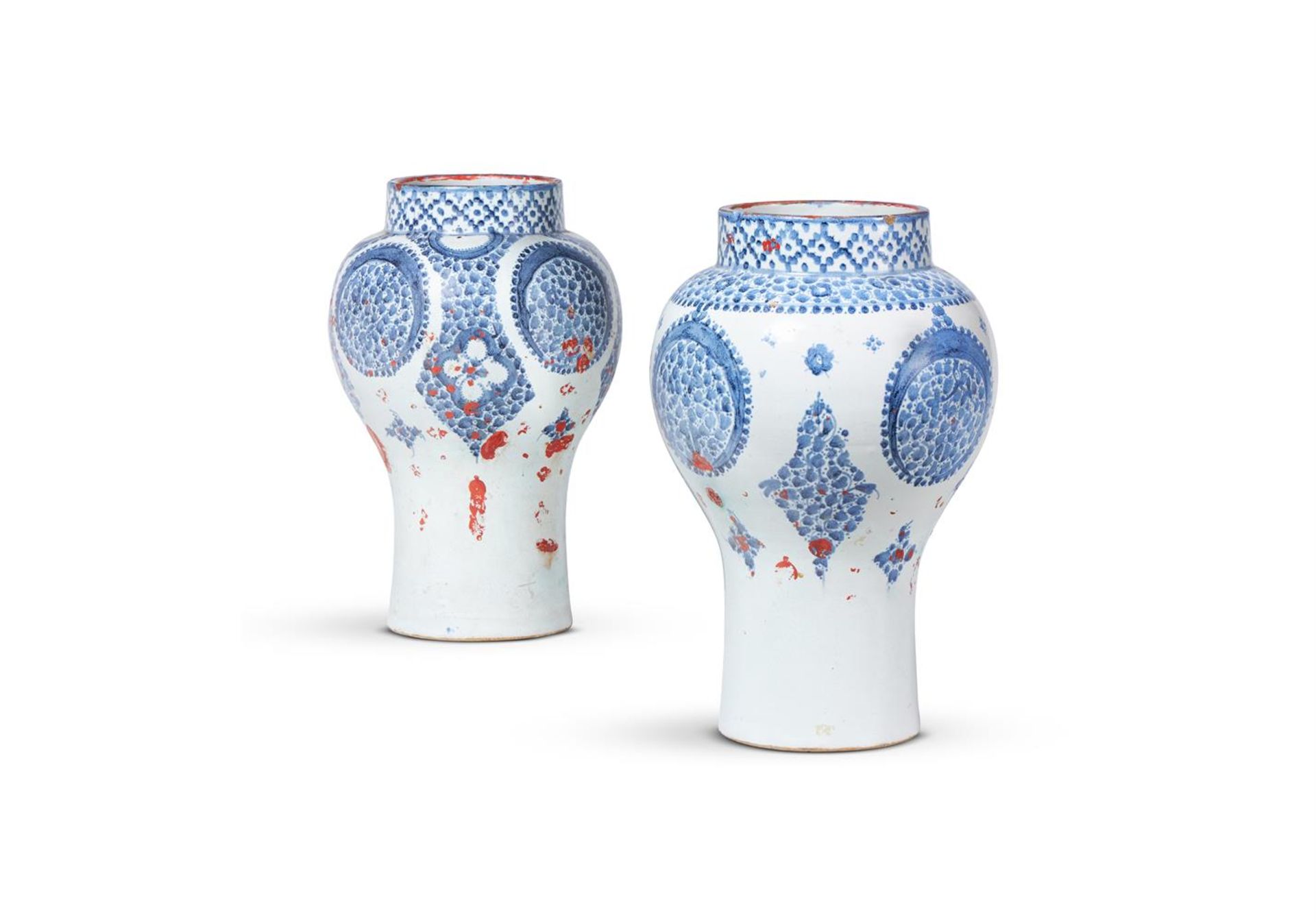 A PAIR OF BLUE AND WHITE VASES, POSSIBLY NORTH AFRICA, 19TH CENTURY
