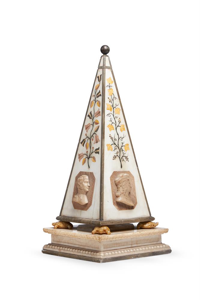 AN INLAID ALABASTER PYRAMID 'MIRACLE' LAMP, SPANISH OR ITALIAN, LATE 19TH CENTURY - Image 2 of 5