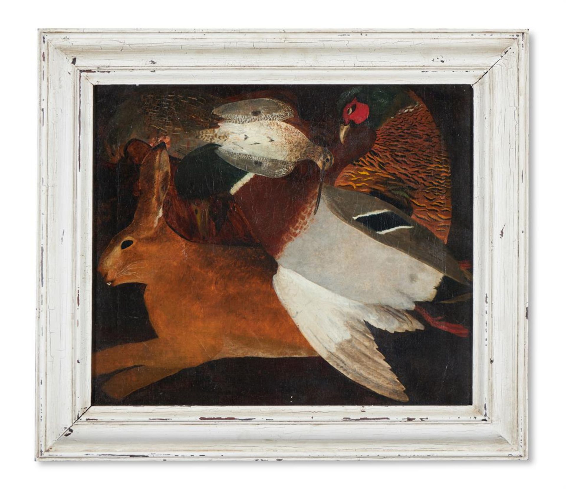 FRENCH SCHOOL (19TH/20TH CENTURY), A HARE, A PHEASANT, A SNIPE AND A MALLARD ON A LEDGE