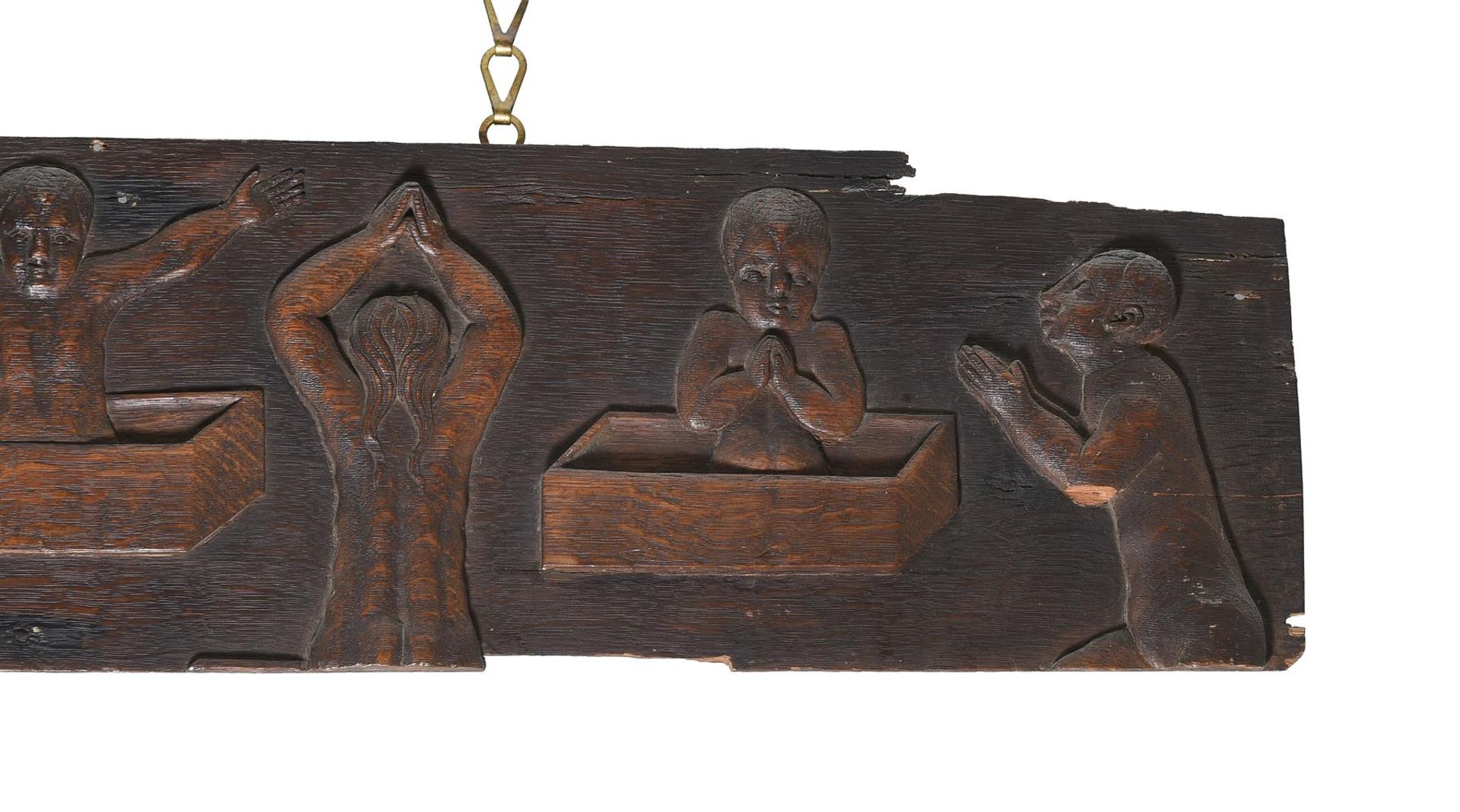 AN OAK PANEL CARVED WITH FIGURES BATHING, 17TH/18TH CENTURY - Bild 3 aus 3