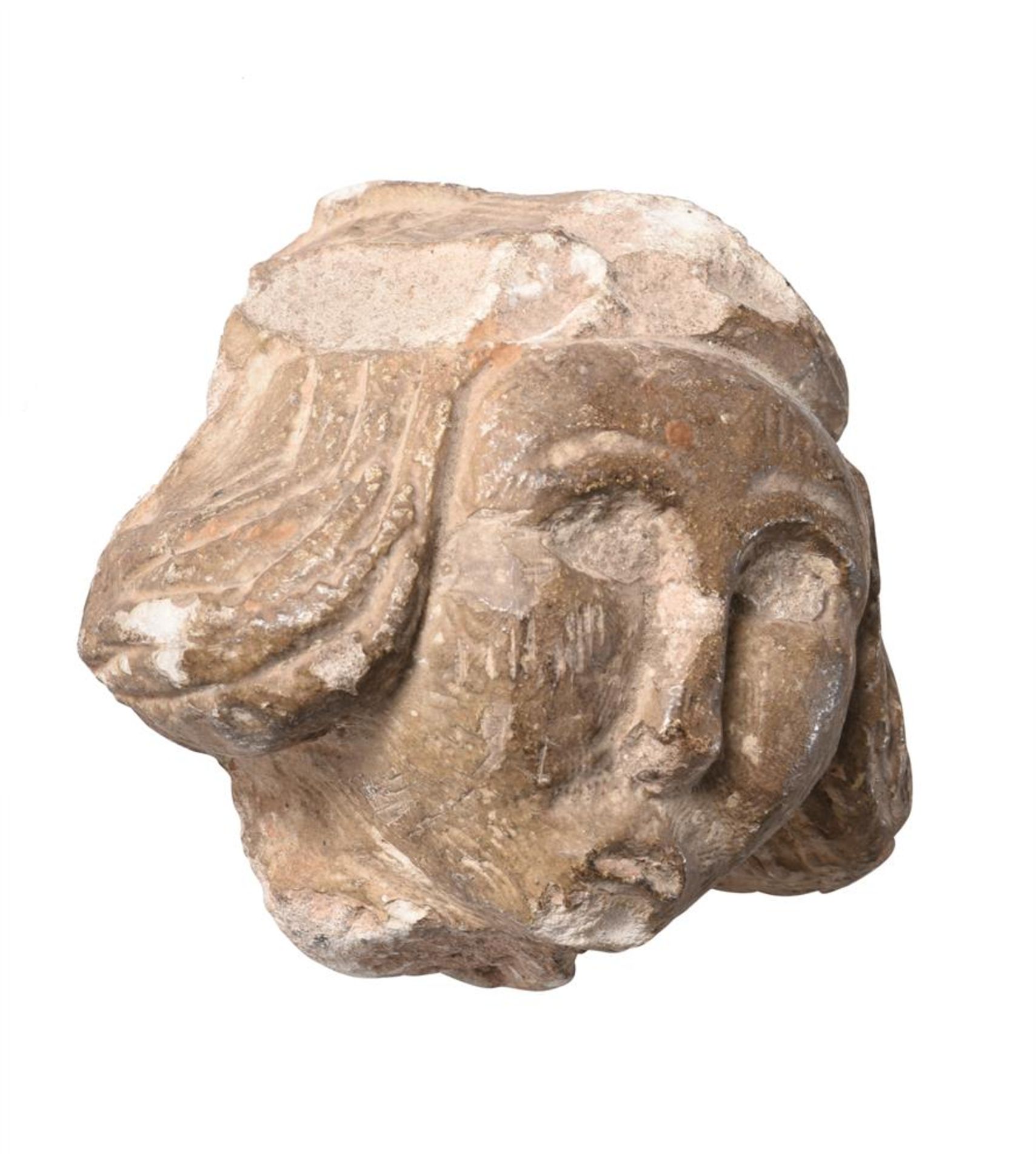 TWO FRAGMENTARY CARVED STONE HEADS, PROBABLY 11TH-13TH CENTURIES - Image 3 of 5
