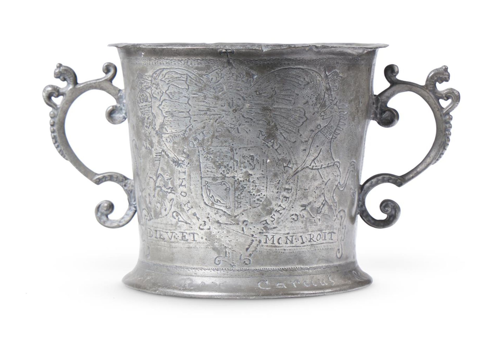 A CHARLES II PEWTER LOVING CUP, DATED 1662 - Bild 3 aus 7