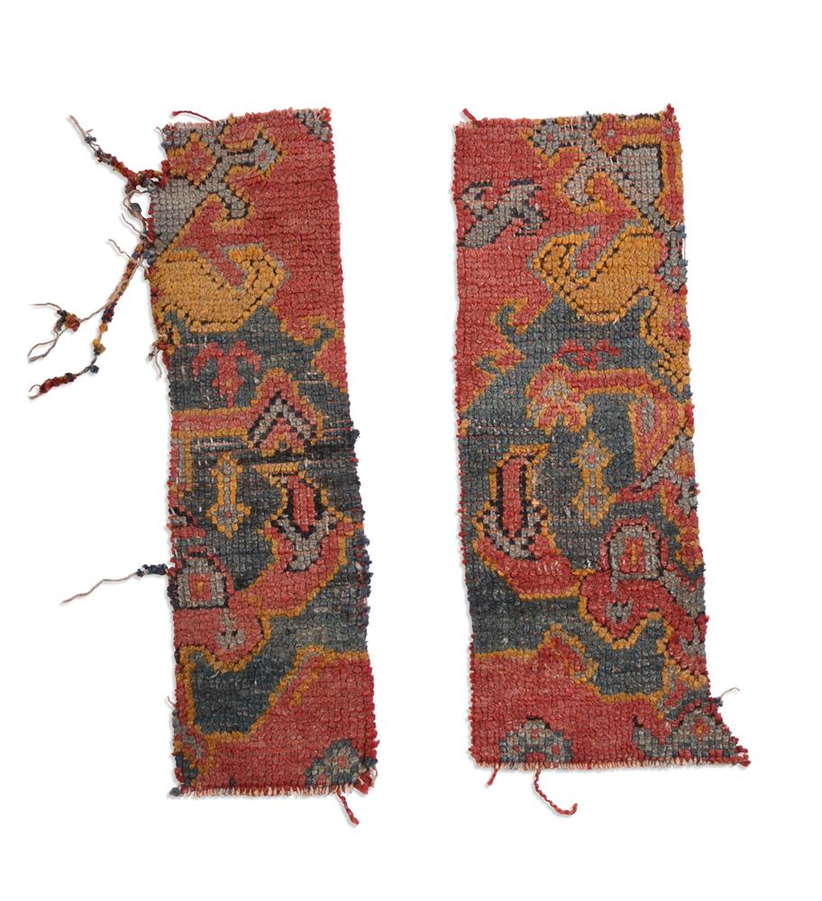 TWO USHAK CARPET FRAGMENTS, ANATOLIA, 19TH CENTURY