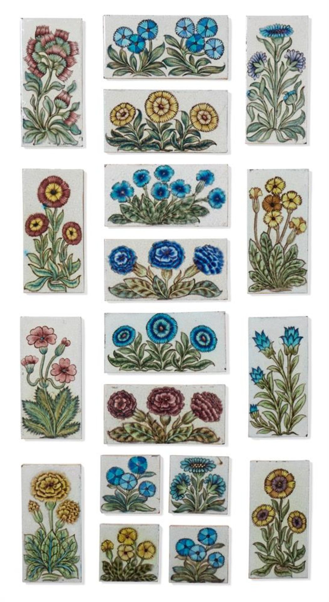 WILLIAM DE MORGAN; EIGHTEEN GLAZED POTTERY FLORAL TILES OF BEDFORD PARK TYPE, LATE 19TH CENTURY - Bild 7 aus 9