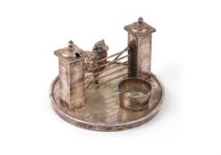A VICTORIAN SILVER PLATED NOVELTY CRUET SETIN THE FORM OF A SHEEP AT A GATE