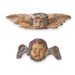 A COLD PAINTED LEAD CHERUB MASK, POSSIBLY EARLY 18TH CENTURY