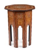 Y A SYRIAN WALNUT AND MOTHER OF PEARL INLAID OCTAGONAL TABLE, SECOND HALF 20TH CENTURY