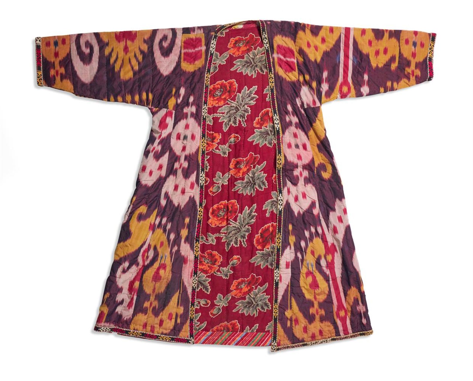 A SILK IKAT CHAPAN BOKHARA, UZBEKISTAN, EARLY 20TH CENTURY - Image 2 of 7