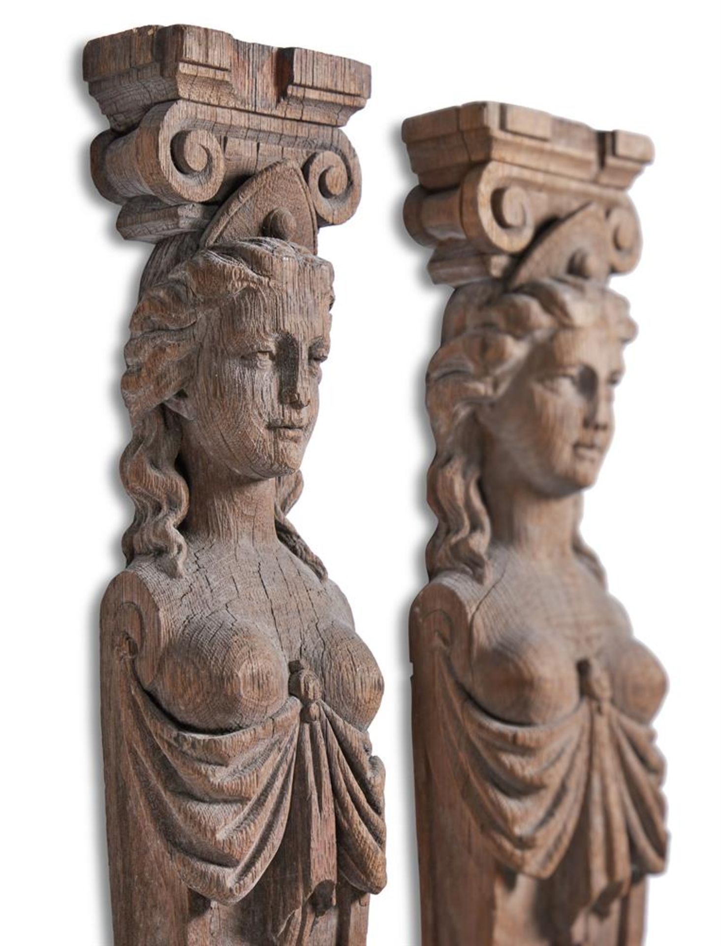A PAIR OF CARVED OAK HERM PILASTERS, 19TH CENTURY IN THE LATE 17TH CENTURY - Bild 3 aus 5