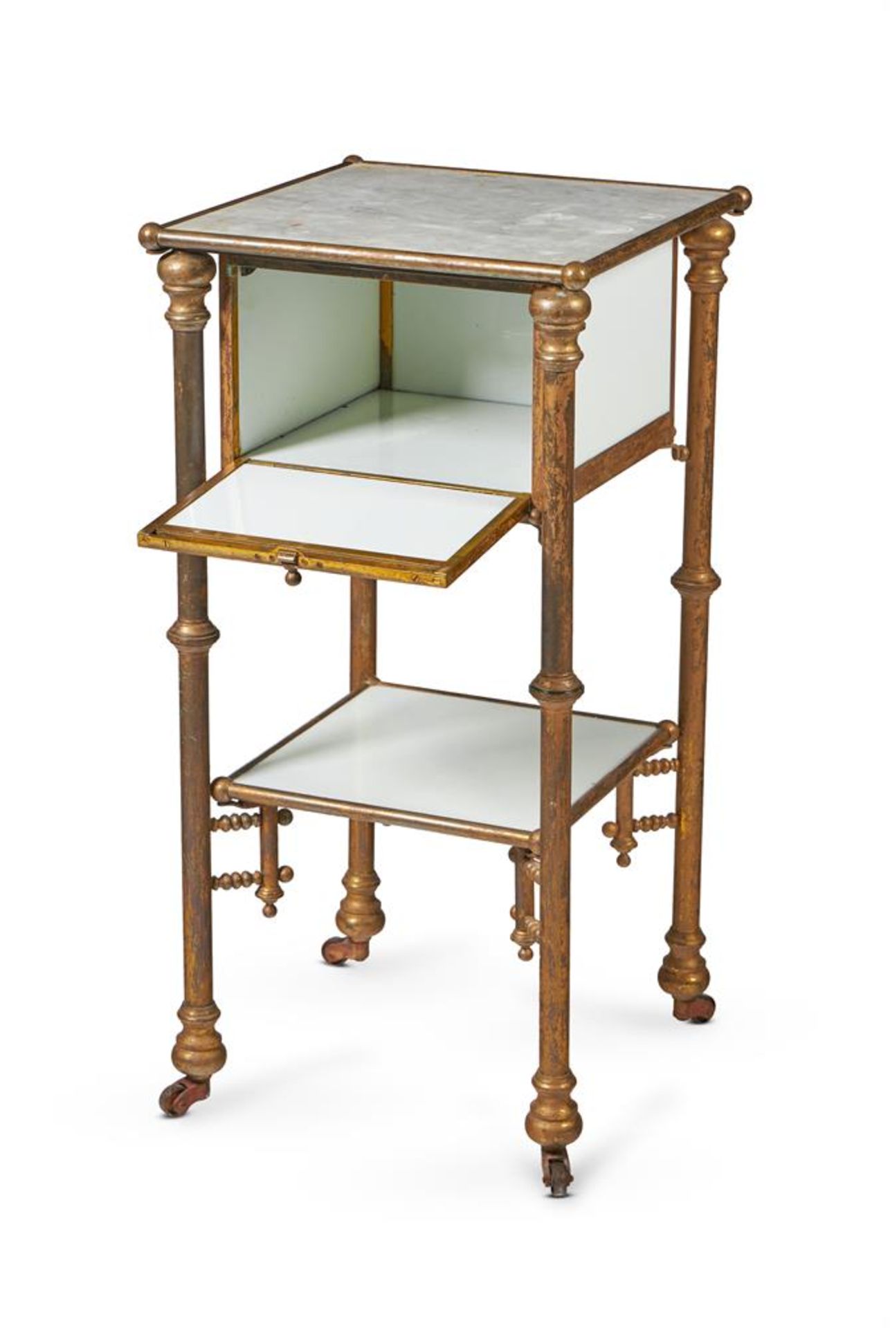 A BRASS, MARBLE AND WHITE GLASS WASHSTAND, LATE 19TH CENTURY - Image 2 of 2