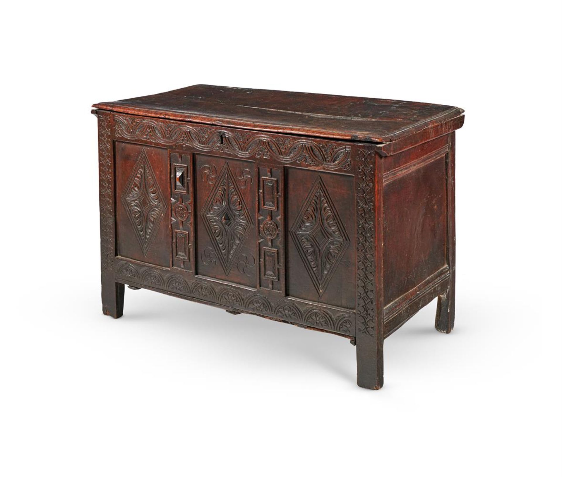 AN OAK JOINED CHEST, 17TH CENTURY