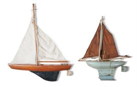 A SCRATCH BUILT WOODEN POND YACHT, LATE 20TH CENTURY