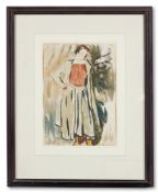 λ EDNA CLARKE HALL (BRITISH 1879-1979), FIGURE IN A GREEN DRESS