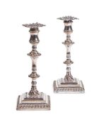 A PAIR OF VICTORIAN SHEFFIELD PLATE CANDLESTICKS, SECOND HALF 19TH CENTURY