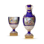 A GILT METAL MOUNTED VASE AND COVER IN SEVRES STYLE, THIRD QUARTER 19TH CENTURY