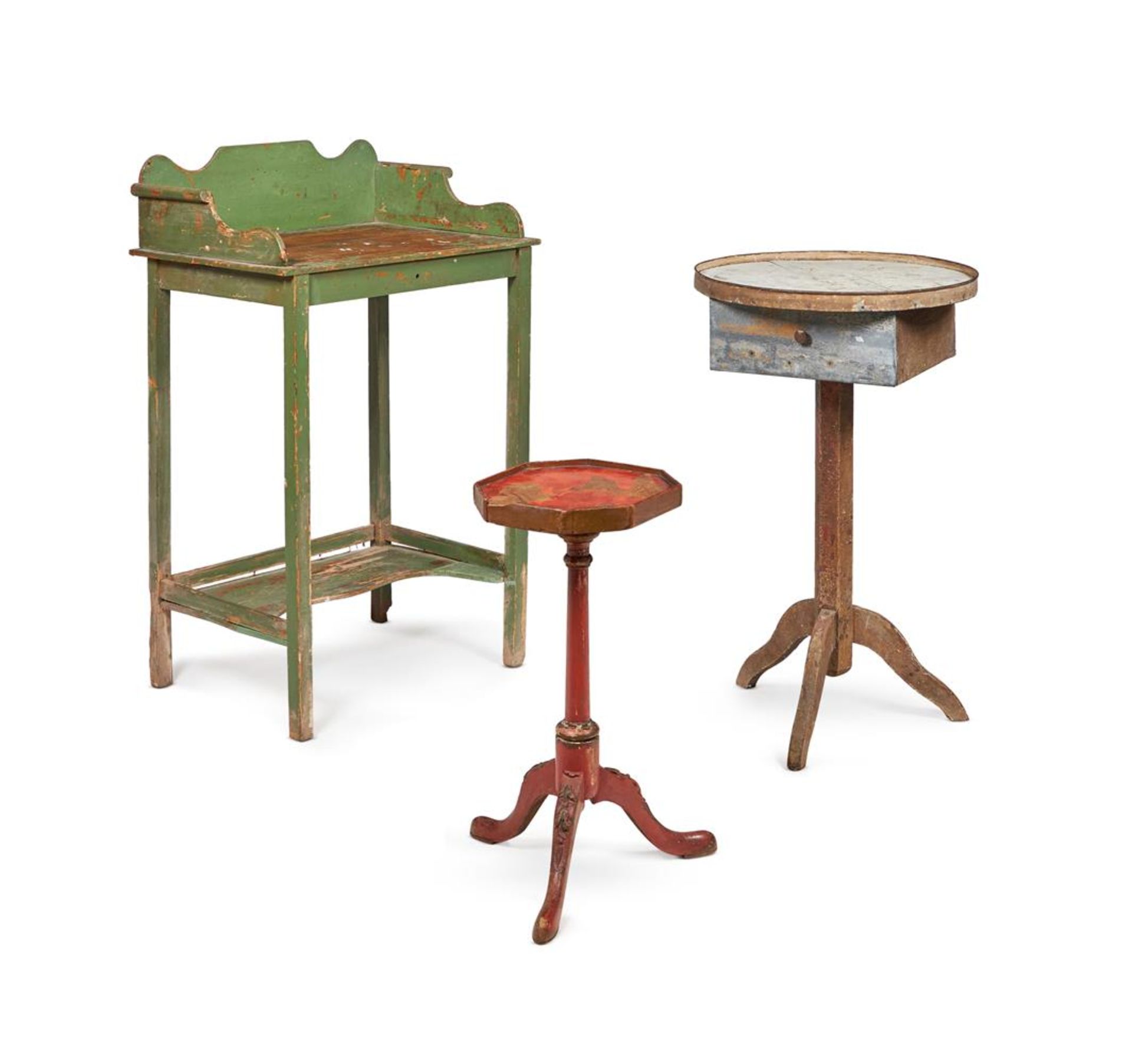 A GREEN PAINTED PINE WASHSTAND, EARLY 20TH CENTURY