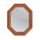 AN OAK AND CHEQUER PARQUETRY OCTAGONAL WALL MIRROR, EARLY 20TH CENTURY