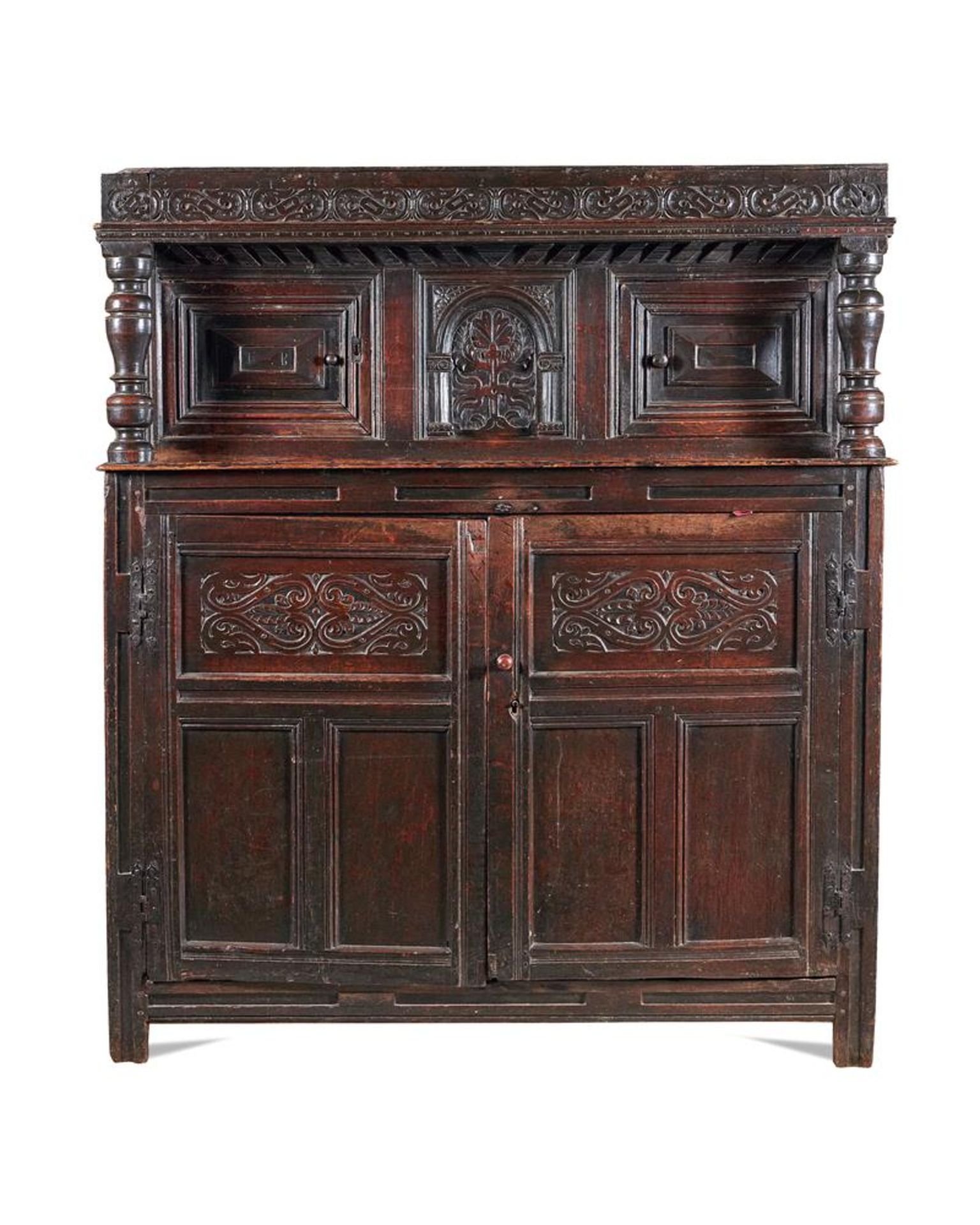 A WILLIAM AND MARY OAK COURT CUPBOARD, SECOND HALF 17TH CENTURY