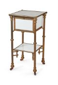 A BRASS, MARBLE AND WHITE GLASS WASHSTAND, LATE 19TH CENTURY