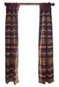 TWO PAIRS OF WOVEN WOOL AND GILT METAL THREAD CURTAINS, PROBABLY SYRIAN