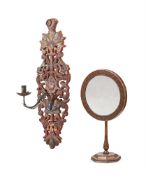 A TURKISH CARVED AND PAINTED WALL LIGHT, LATE 19TH CENTURY