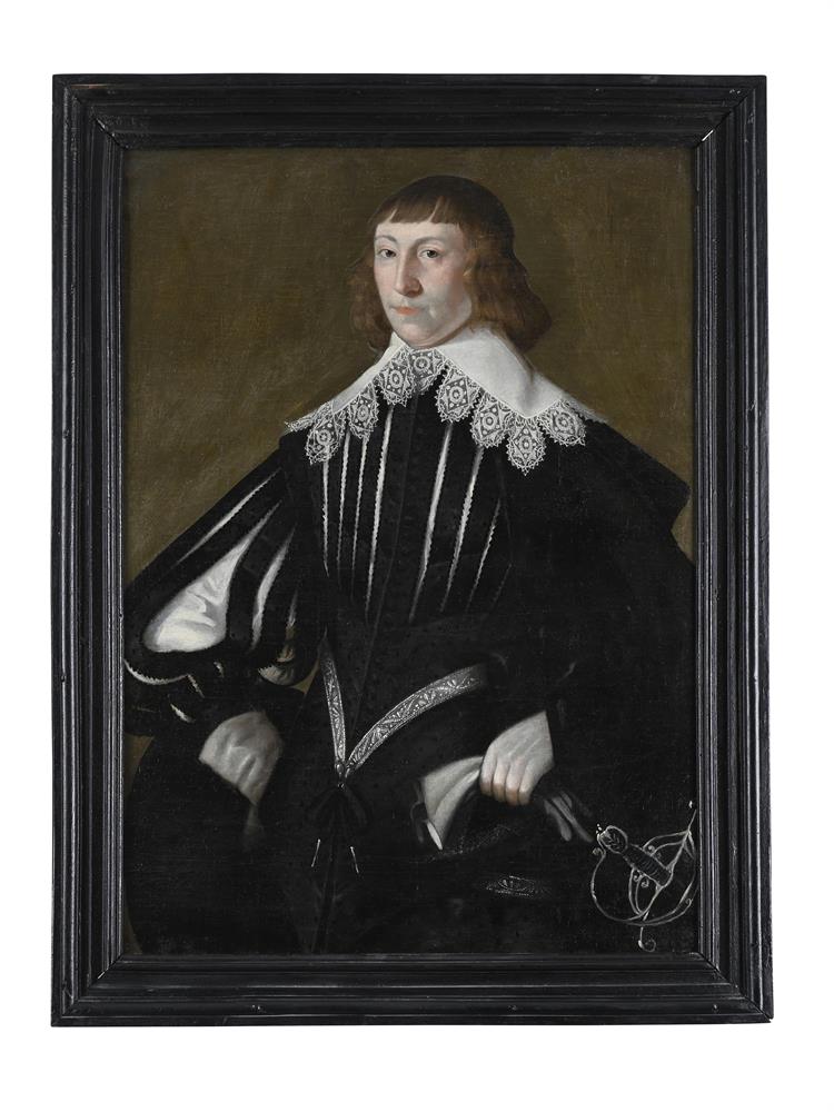 FOLLOWER OF GILBERT JACKSON, PORTRAIT OF A GENTLEMAN IN BLACK AND WHITE COSTUME - Image 2 of 3