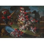 CIRCLE OF FRANCESCO LAVAGNA (ITALIAN 1684-1724), STILL LIFE OF FLOWERS IN A LANDSCAPE