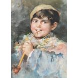 VINCENZO IROLLI (ITALIAN 1860 - 1949), YOUNG PIPE SMOKER