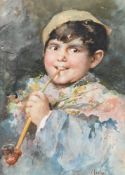 VINCENZO IROLLI (ITALIAN 1860 - 1949), YOUNG PIPE SMOKER