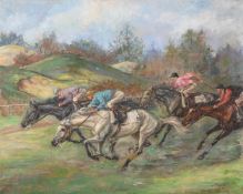 λ JEANNE FAURE (DUTCH 1893-1987), HORSE RACING ON THE DUNES AT ZANDVOORT