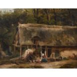 WILLIAM JAMES MÜLLER (BRITISH 1812-1845), A THATCHED COTTAGE IN A WOOD