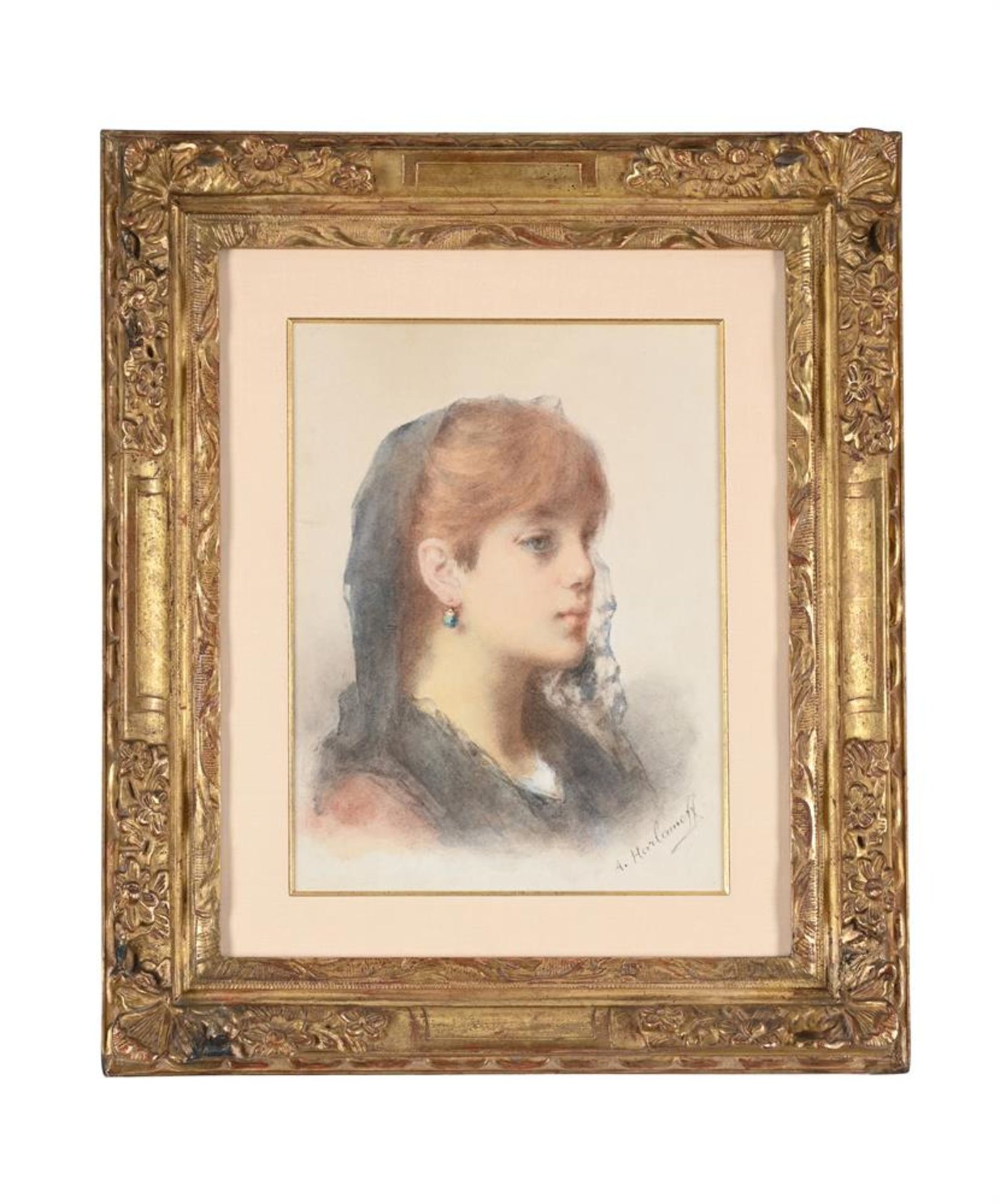 ALEXEI ALEXEIEVICH HARLAMOFF (RUSSIAN 1840 - 1945), HEAD OF A YOUNG WOMAN - Bild 2 aus 3