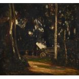 HENRI JOSEPH HARPIGNIES (FRENCH 1819-1916), CART IN A WOODED LANDSCAPE