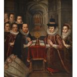 ENGLISH SCHOOL (CIRCA 1600)RICHARD TOWNLEY (1560-1628) AND HIS WIFE WITH THEIR SIX LIVING CHILDREN