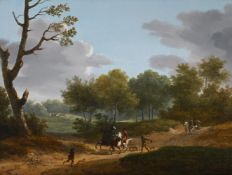 JACQUES JOSEPH FRANCOIS SWEBACH (FRENCH 1769-1823), ELEGANT FIGURES OUT RIDING IN A LANDSCAPE