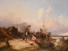 WILLIAM SHAYER (BRITISH 1787-1879), FISHERFOLK ON A BEACH