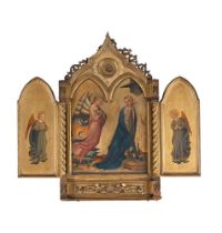 FLORENTINE SCHOOL (19TH CENTURY), TRIPTYCH: THE ANNUNCIATION (CENTRAL PANEL) WITH TWO SAINTS