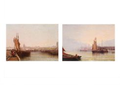 ARTHUR MEADOWS (BRITISH 1843 - 1907), A PAIR OF HARBOUR SCENES (2)