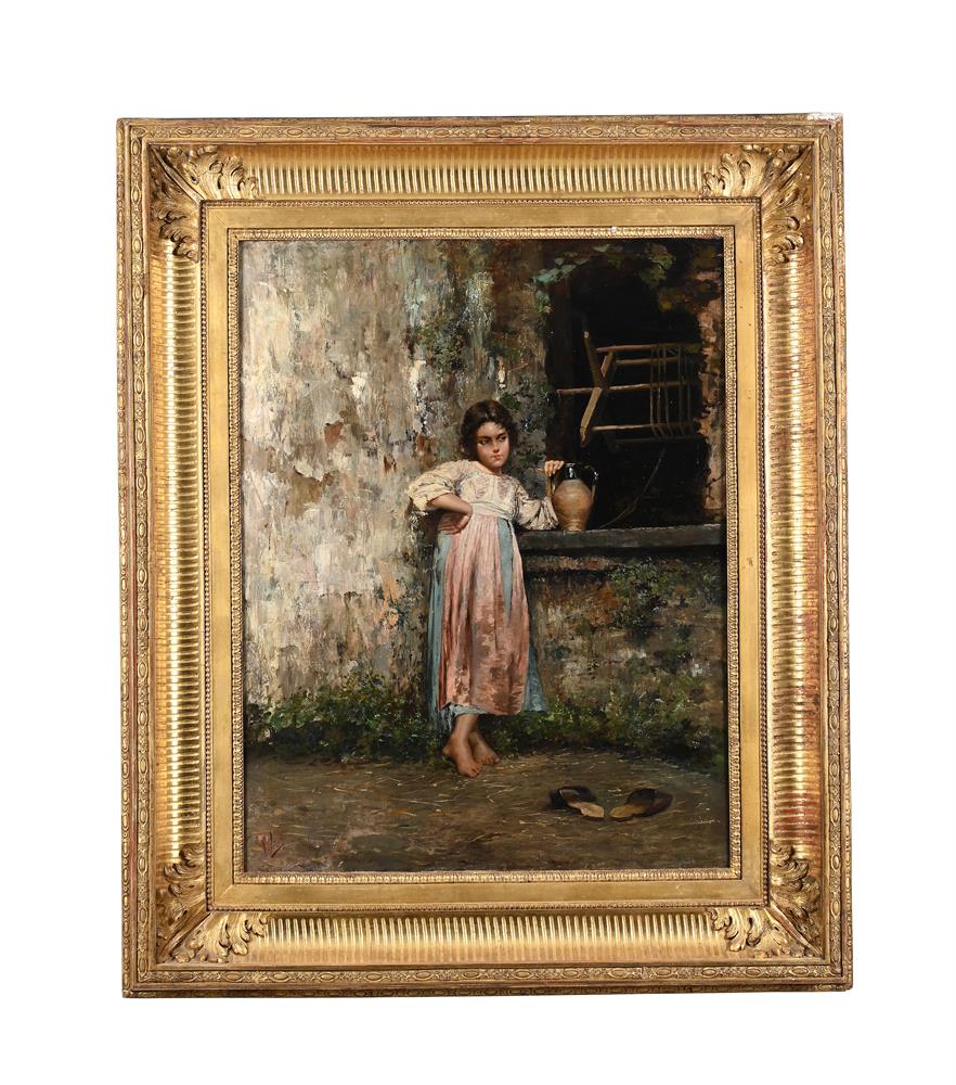 VINCENZO IROLLI (ITALIAN 1860 - 1949), YOUNG GIRL AT THE FOUNTAIN - Image 2 of 3