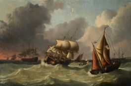 CHARLES MARTIN POWELL (BRITISH 1774-1825)SHIPPING IN CHOPPY SEAS