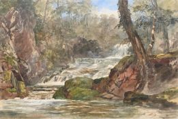 WILLIAM JAMES MÜLLER (BRITISH 1812-1845), CASCADES ON A RIVER IN A WOODED LANDSCAPE