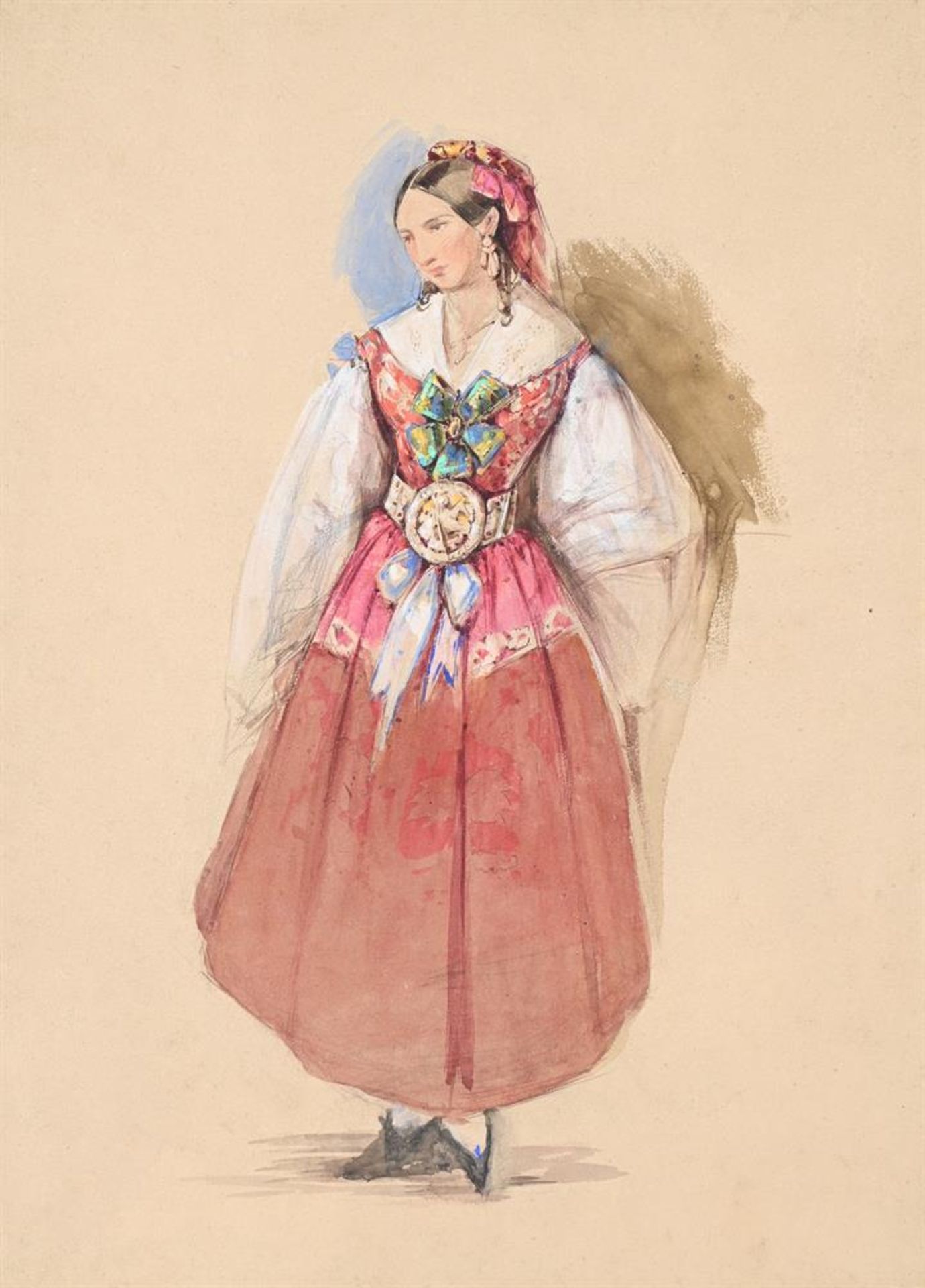 JOHN FREDERICK LEWIS (BRITISH 1805-1876), STUDY OF A WOMAN IN THE ALBANIAN COSTUME