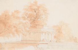 ATTRIBUTED TO WILLIAM DANIELL (ENGLISH 1769-1837), STUDY OF AN INDIAN TEMPLE