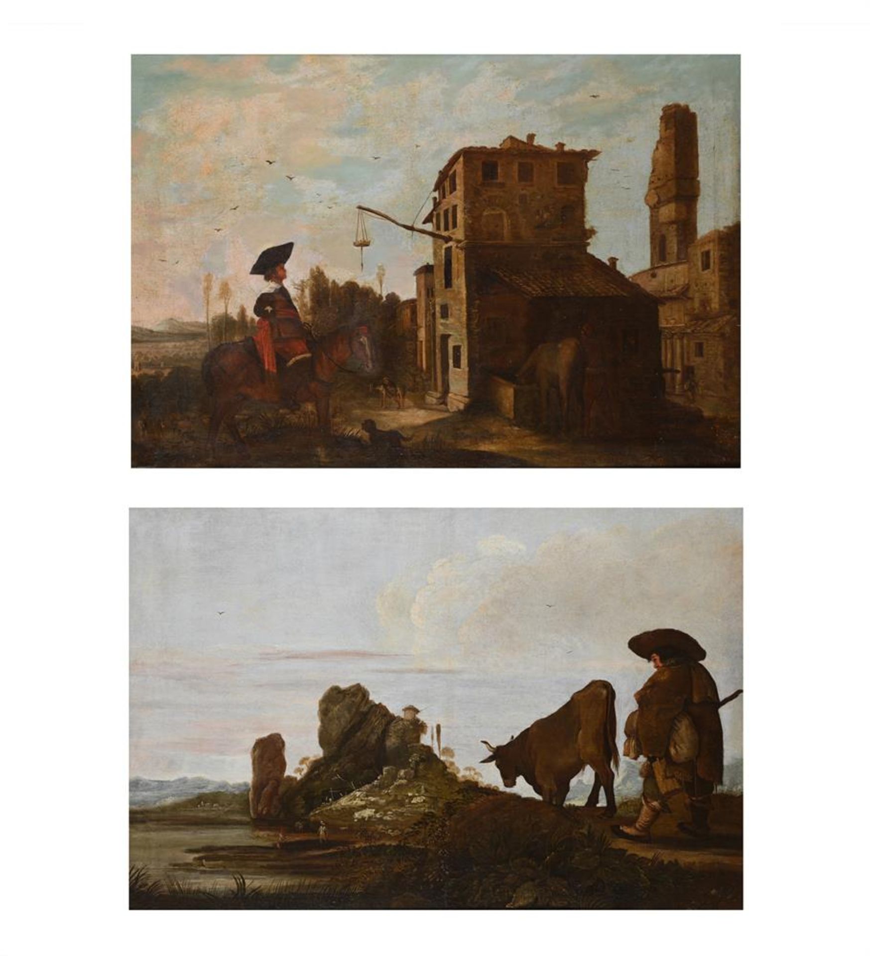 SPANISH SCHOOL (17TH CENTURY), A TRAVELLER WITH A COW ON A TRACK; AND A TRAVELLER ON A DONKEY(2)