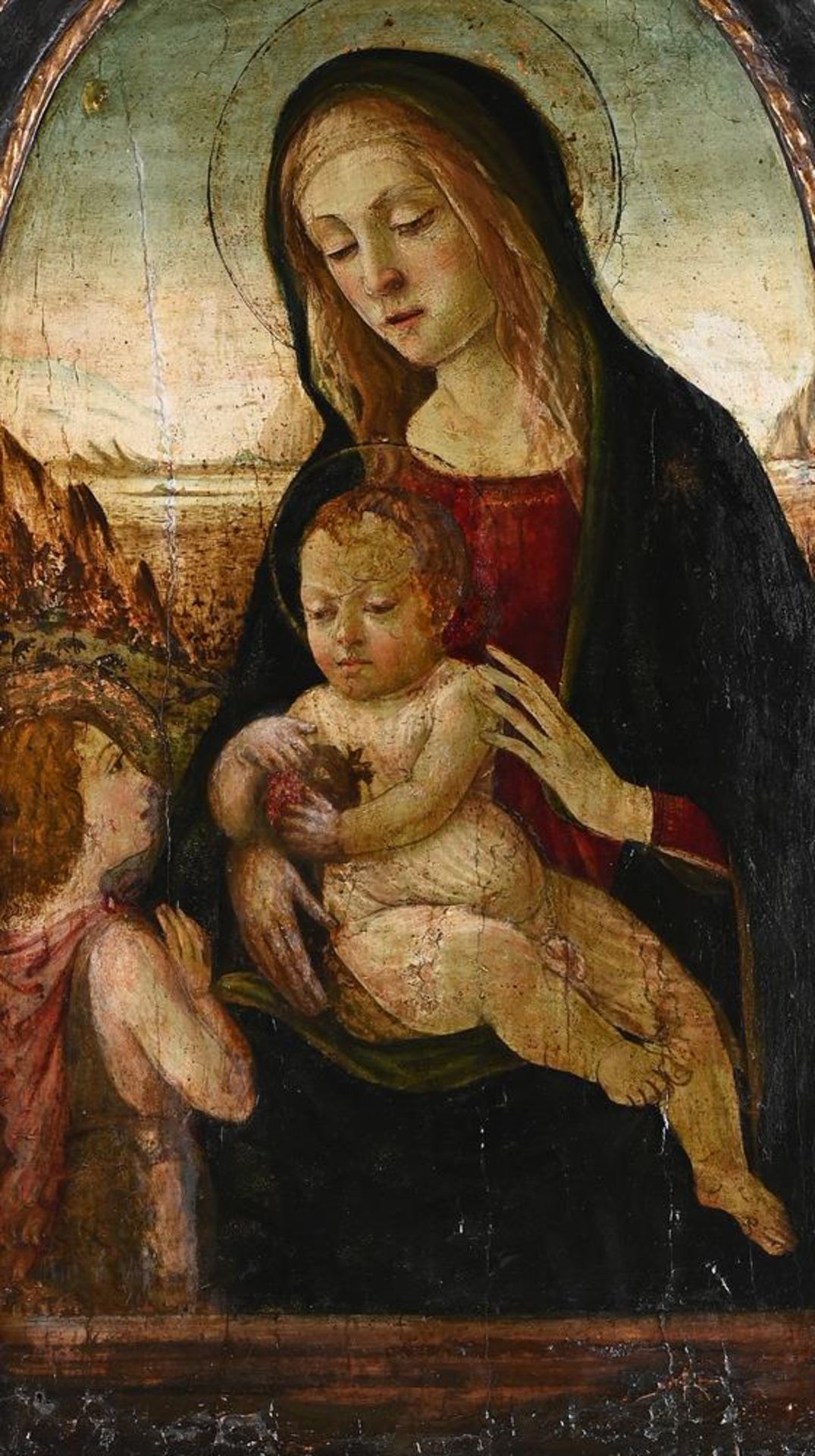 FLORENTINE SCHOOL (LATE 15TH CENTURY), THE MADONNA AND CHILD WITH THE INFANT ST JOHN THE BAPTIST - Image 2 of 4